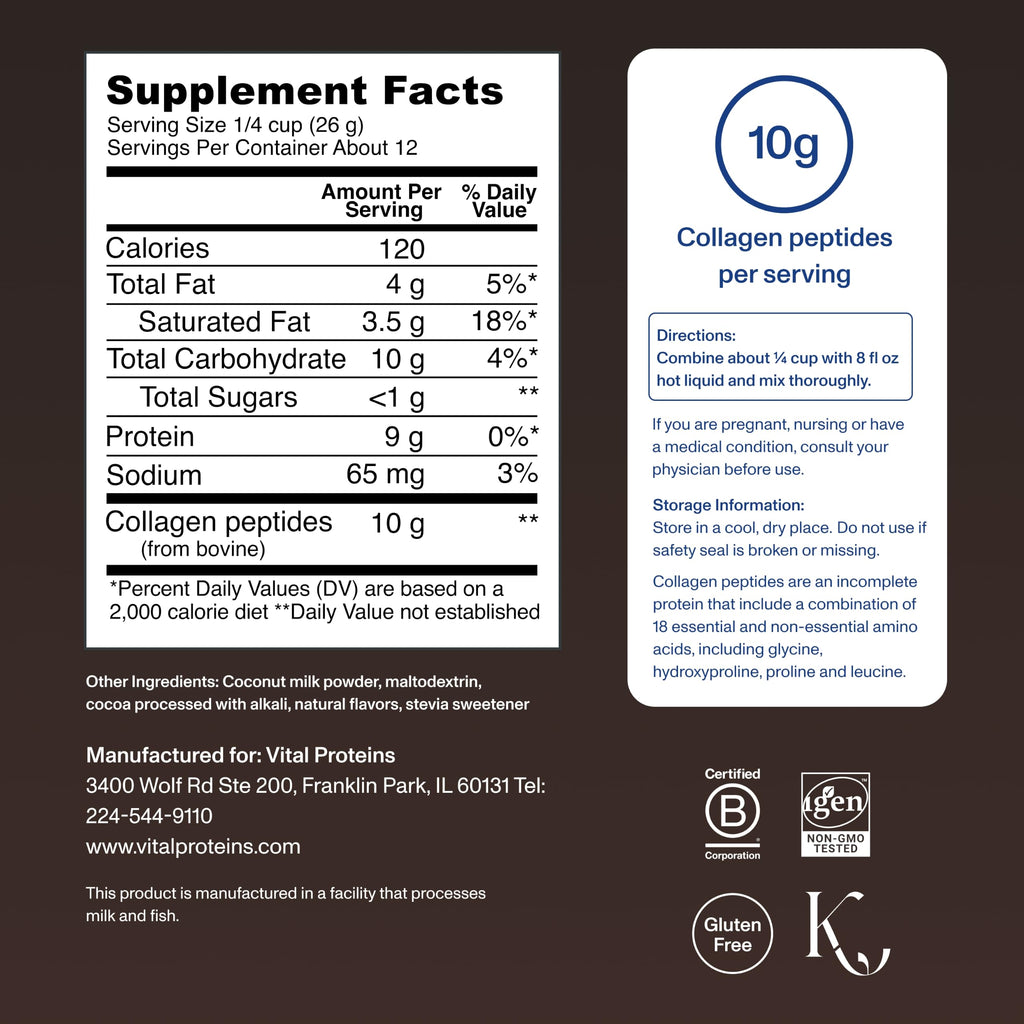 Vital Proteins Collagen Peptides Powder, Mocha Coffee Creamer, 11oz | Collagen Coffee Creamer, Supports Hair Skin & Nails, Mocha Flavor, Daily Coffee Add-In, 12 Servings