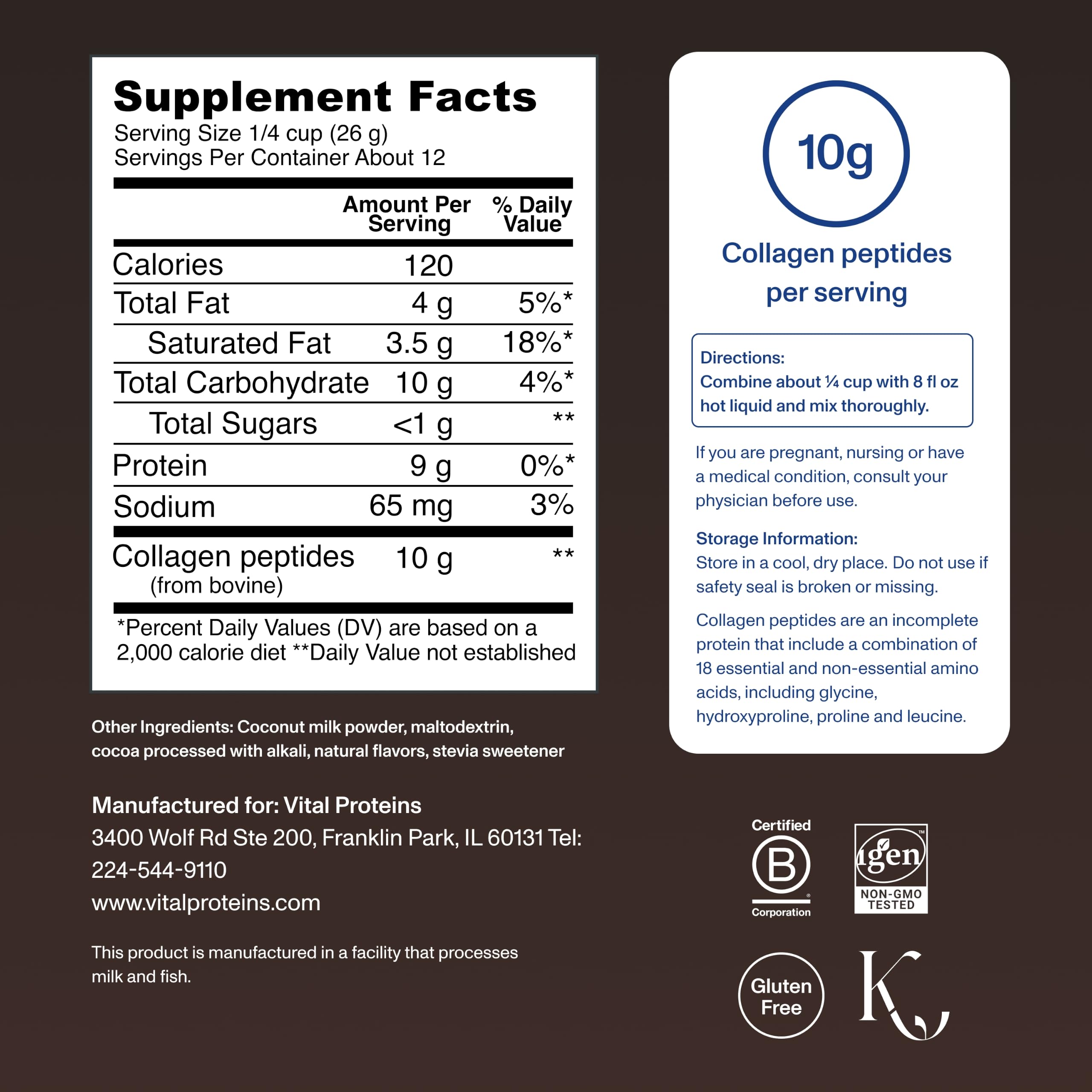 Vital Proteins Collagen Peptides Powder, Mocha Coffee Creamer, 11oz | Collagen Coffee Creamer, Supports Hair Skin & Nails, Mocha Flavor, Daily Coffee Add-In, 12 Servings