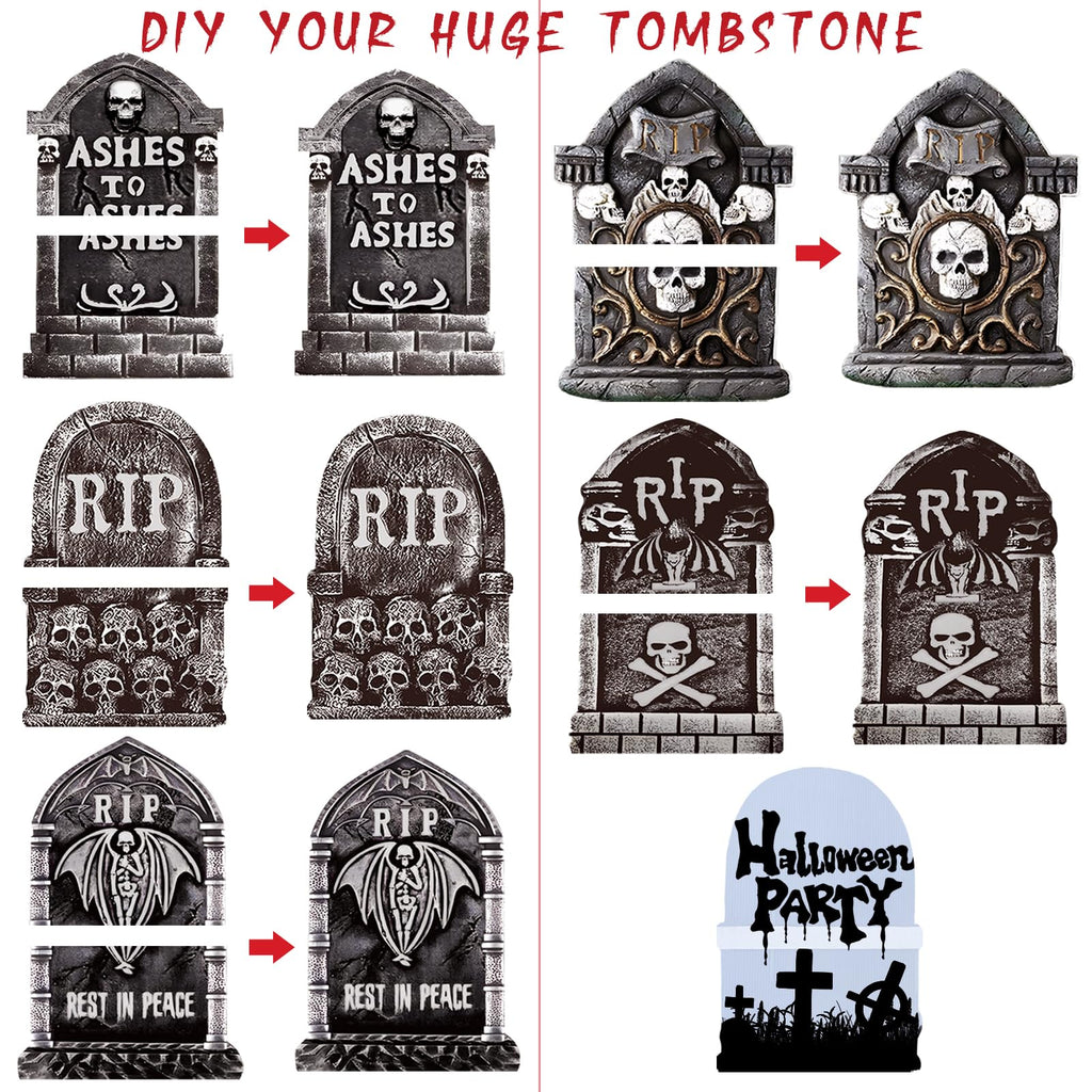 25.6inches Halloween Decorations Outdoor, DIY Halloween Decorations Outdoor of Gravestone Yard Signs, Extra Large Halloween TombstonesCemetery Headstones Scary Decorations for Garden with Waterproof