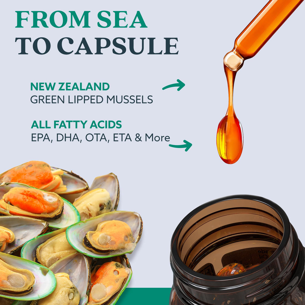 Haka Life GLX3 Green Lipped Mussel Oil Capsules for Joint and Muscle Support | Extra-Strength Omega-3 Green Lipped Mussel Supplement for Comfort, Flexibility & Recovery | Contains ETA, EPA, DHA