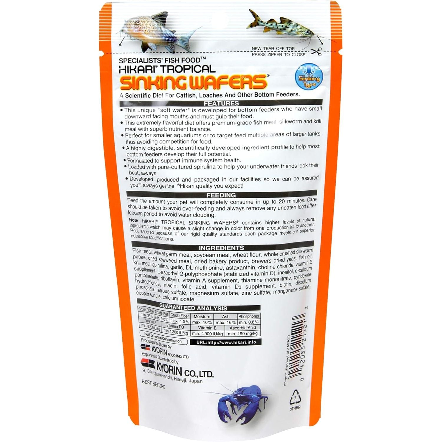 Buy now Hikari Tropical Sinking Wafers for Catfish, Loaches and Bottom Feeders 3.88 oz at indiglob india