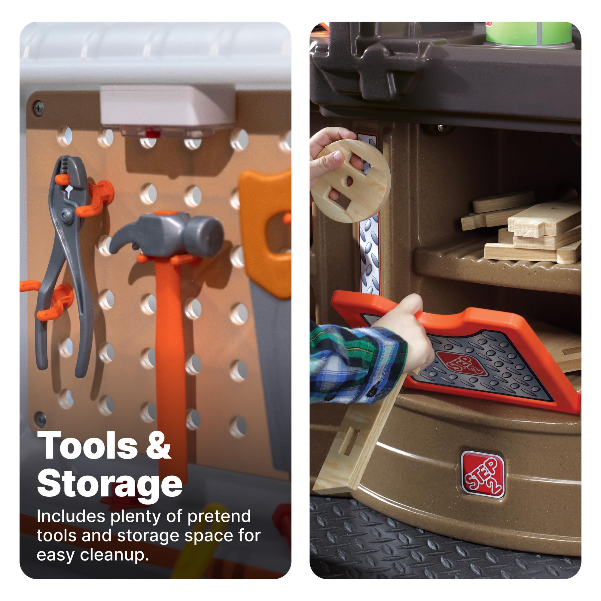 Buy now Step2 Big Builders Pro Workshop for Kids, Indoor/Outdoor Tool Bench for Children, Interactive Play with Sounds, Includes 45 Piece Toy Accessory Kit, Made of Durable Plastic, For Toddlers 3+ Years Old at indiglob india