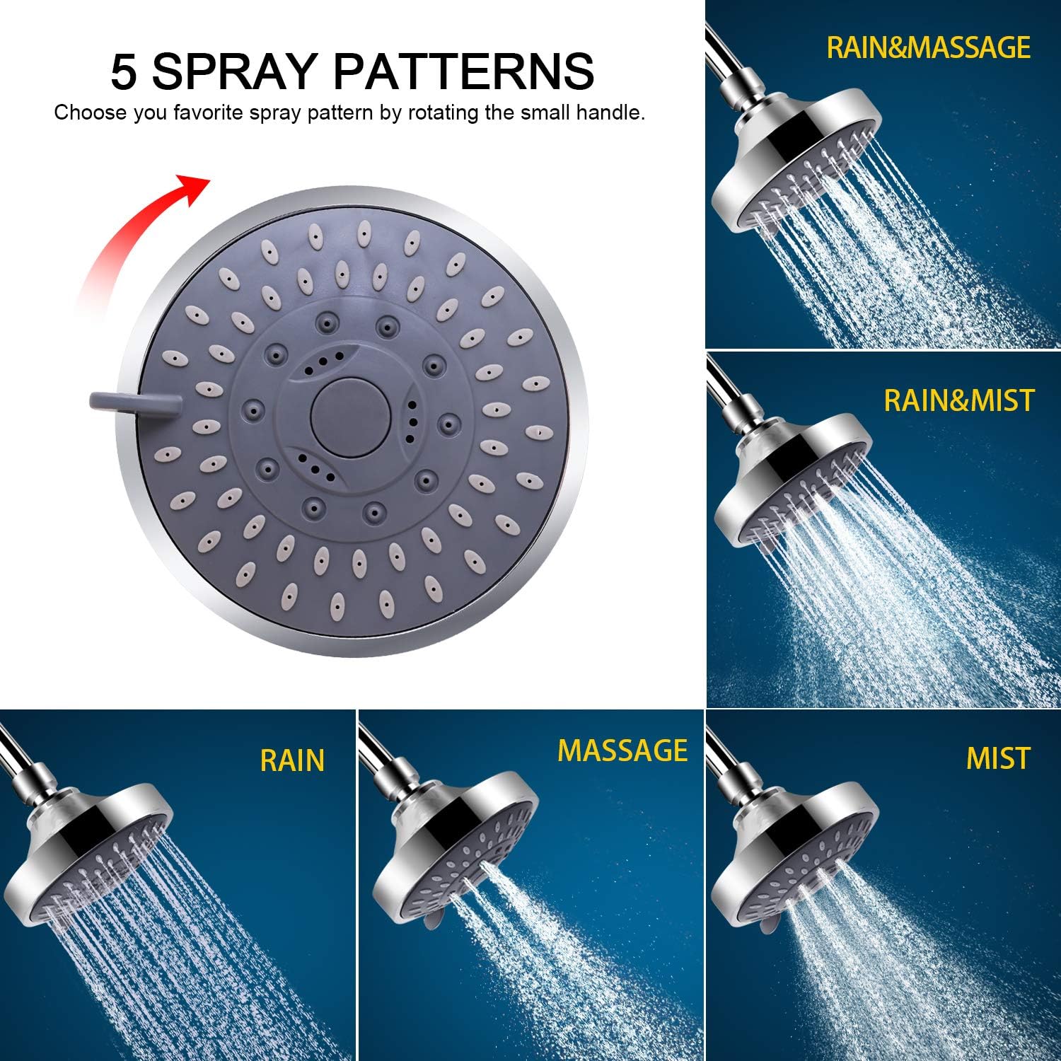 Buy now FEELSO Shower Head and 15 Stage Shower Filter Combo, High Pressure 5 Spray Settings Filtered Showerhead with Water Softener Filter Cartridge for Hard Water Remove Chlorine and Harmful Substances at indiglob india