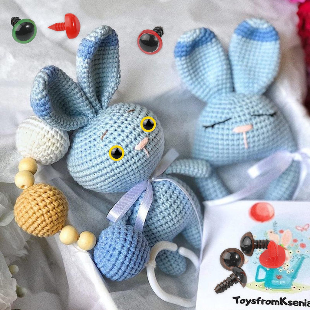Fulasiteu 1100PCS Safety Eyes and Noses, Amigurumi Safety Eyes for Crocheting, Colorful Doll Crochet Eyes with Washers for Plush Animal, Crochet Toy, Stuffed Doll and Teddy Bear (Various Sizes)