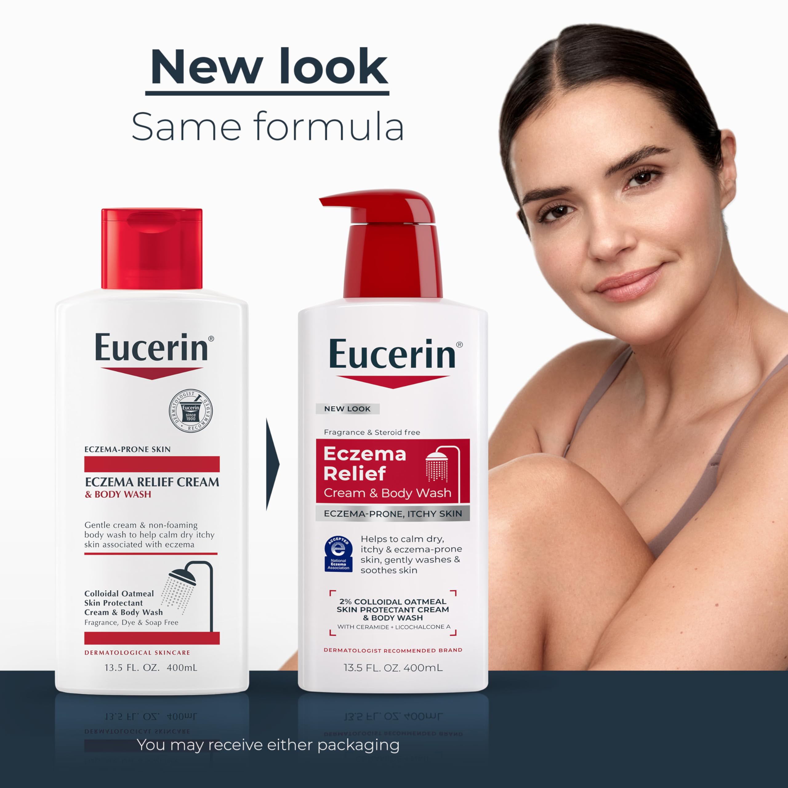 Eucerin Eczema Relief Cream and Body Wash, 13.5 FL OZ | Eczema Relief Body Wash with Colloidal Oatmeal, Calms Dry, Itchy, Eczema-Prone Skin, Soap, Fragrance and Steroid Free