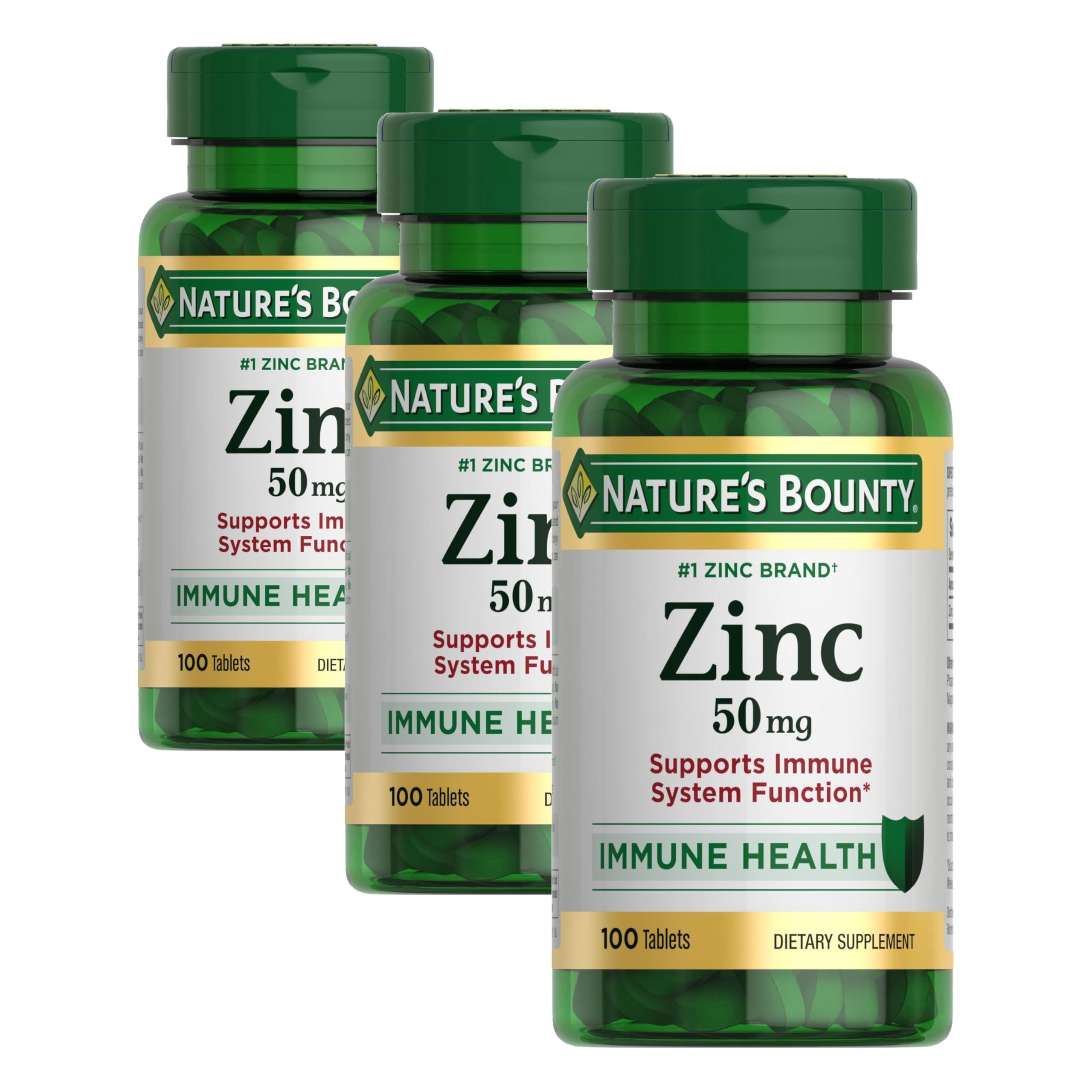 Nature’s Bounty Zinc 50mg, Immune Support & Antioxidant Supplement, Promotes Skin Health, 1 Caplet Per Day, Gluten Free, 250 Vegetarian Caplets