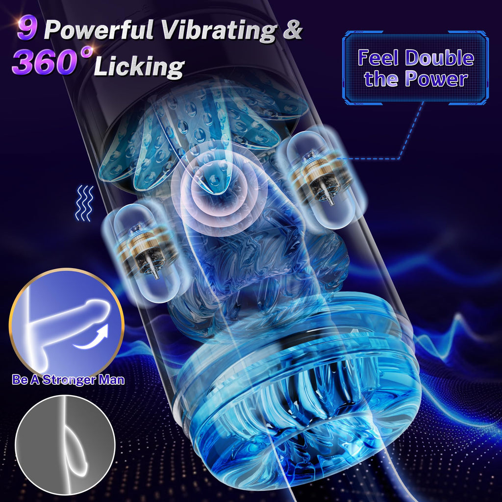 Male Masturbator Sex Toys for Men - AI Sync Male Sex Toy 9S Penis Pump & 9 Thrusting Rotating & 9 Vibrating Sucking Licking Modes Pocket Pussy Stroker Mens Sex Toy with LCD APP for Adult Toys & Games