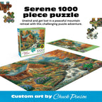 Buy now Buffalo Games - Alpine Serenity - Chuck Pinson - 1000 Piece Autumn Jigsaw Puzzle for Adults - Fall Mountain Cabin Scene - Challenging Puzzle for Game Nights - Finished Size 26.75 x 19.75 - Made in USA at indiglob india