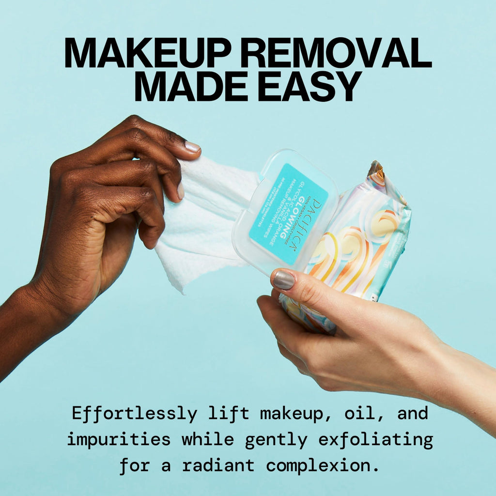 Buy now Pacifica Glowing Makeup Remover Wipes – With Glycolic Acid for AHA Exfoliating and Facial Cleansing – No Rinse Face Cleaning Towelettes – Dermatologist Tested, Vegan & Cruelty-Free – 30 Pack at indiglob india