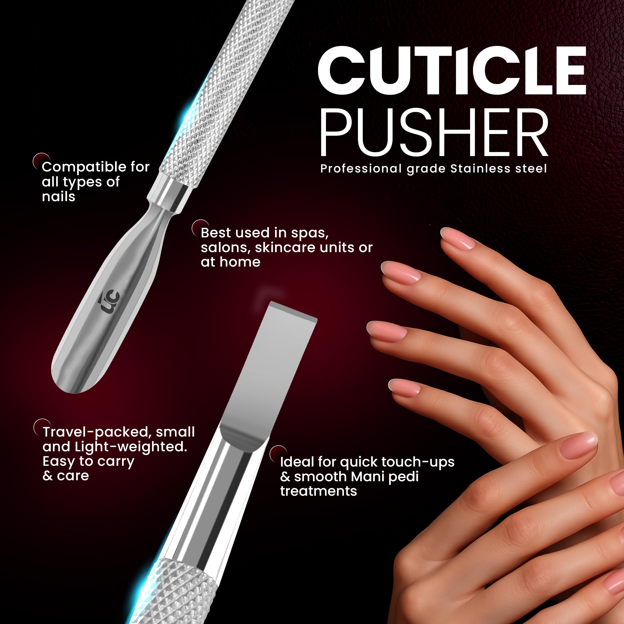 Utopia Care Cuticle Pusher Tool & Spoon Nail Cleaner | Professional Stainless Steel Cuticle Remover & Cutter, Durable Manicure & Pedicure Tool for Finger & Toenails