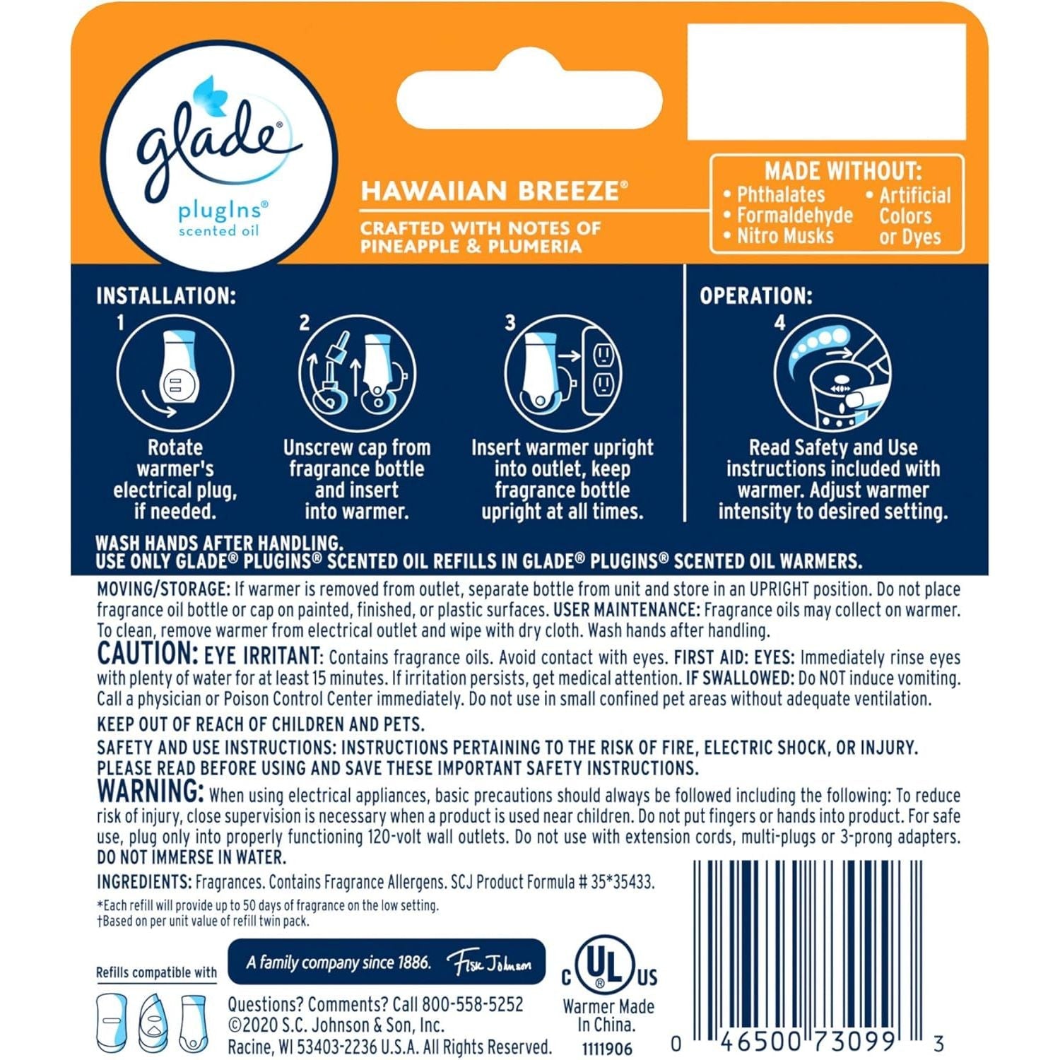 Buy now Glade PlugIns Refills Air Freshener Starter Kit, Hawaiian Breeze, Scented and Essential Oils for Home and Bathroom, 0.67 Fl Oz, 1 Warmer + 1 Refill at indiglob india