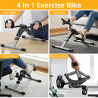 Pedal Exerciser Desk Exercise Bike Leg and Arm Exercise Bike with LCD Monitor Foldable and Portable(Black/Grey)