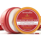 Arvazallia Hydrating Argan Oil Hair Mask & Deep Conditioner For Dry Hair | Repairs, Moisturizes, Detangles Damaged or Dry hair Leaving it Soft, Silky, and Easier to Manage. Sulfate Free 8.45oz Jar