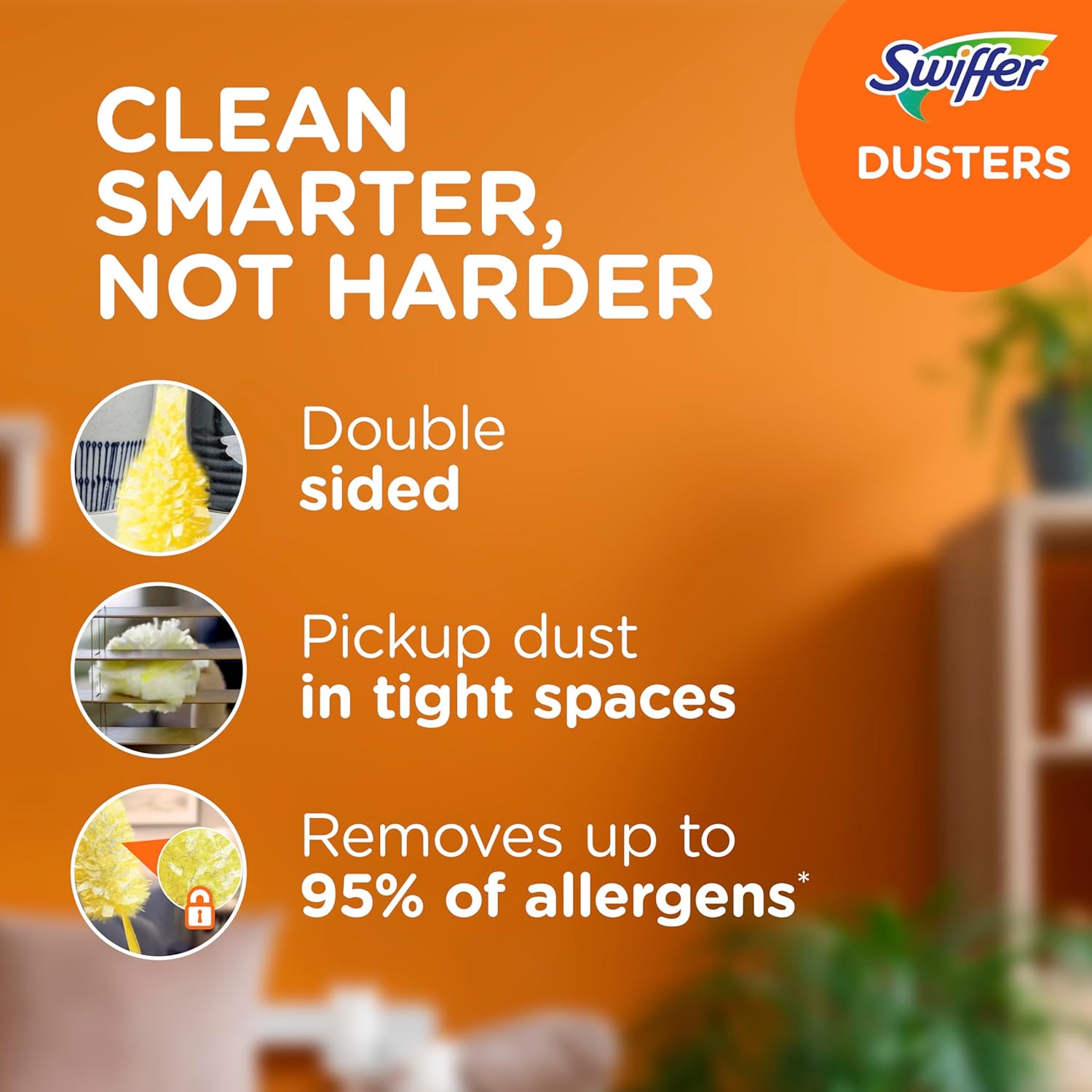 Buy now Swiffer Dusters Refill for Cleaning, Feather & Microfiber Duster Disposable Alternative, For Dusting Furniture, Blinds, Ceiling Fans, Walls, Helps Remove Allergens, Heavy Duty, Unscented, 11ct at indiglob india