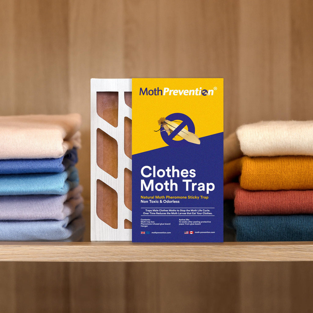 Powerful Moth Traps for Clothes & Closets | Refillable 3-Pack | Odor-Free & Natural | Moth Pheromone Traps for House & Clothing