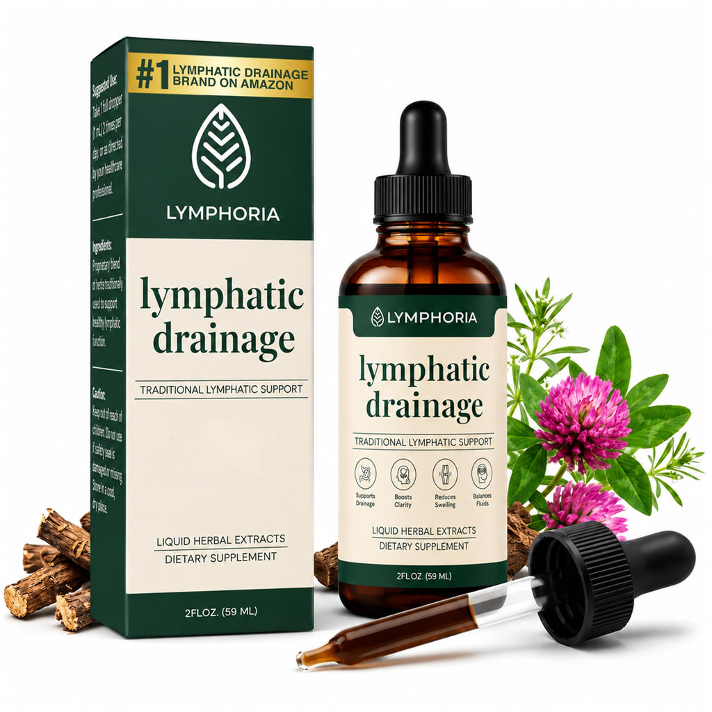 Lymphatic Drainage Drops for Bloat Relief & De-Puff – Cleavers, Red Clover, Stillingia Root & Prickly Ash Bark – Lymph Node Detox Cleanse, Fluid Retention – Alcohol-Free, Vegan, 2 Fl Oz