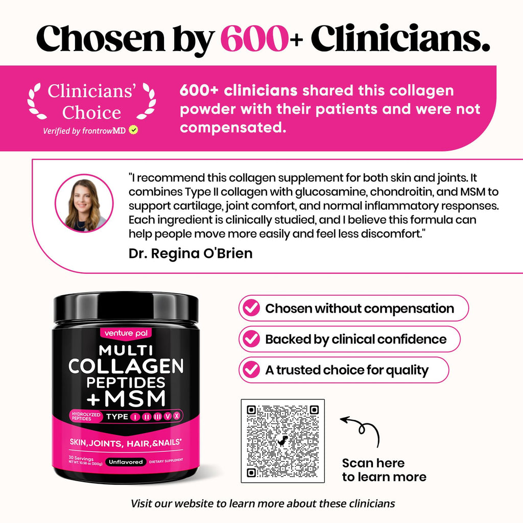 Multi Collagen Powder Type I II III V X, Hydrolyzed Collagen Peptides | With MSM, Glucosamine Chondroitin, Hyaluronic Acid & Vitamin C to Support Skin, Hair, Nails & Joint Health, Unflavored
