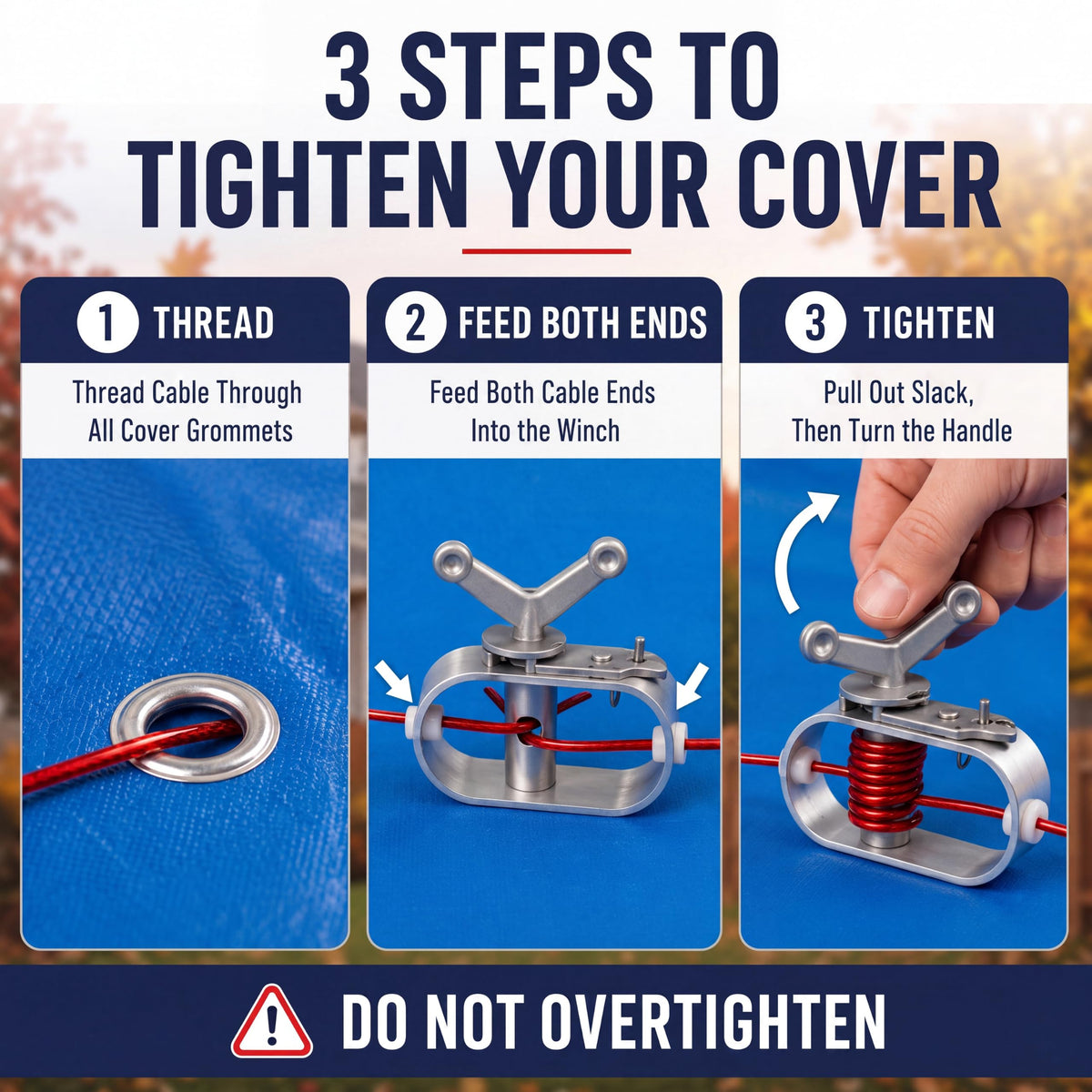 Pool Cover Cable and Winch Kit, 100 ft for Above-Ground Pool Covers