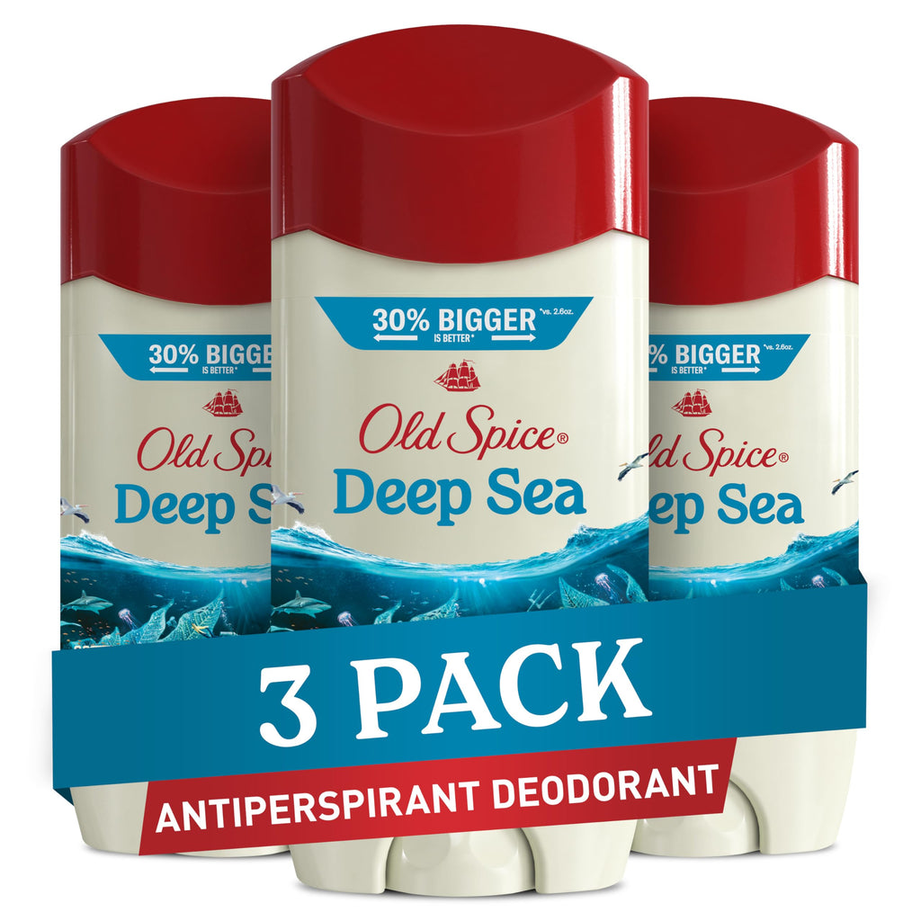Old Spice Men's Antiperspirant & Deodorant, 24/7 Lasting Freshness, Advanced Sweat & Odor Protection with Skin Conditioners, Invisible Solid, Fiji with Palm Tree Scent, 3.4 oz (Pack of 3)