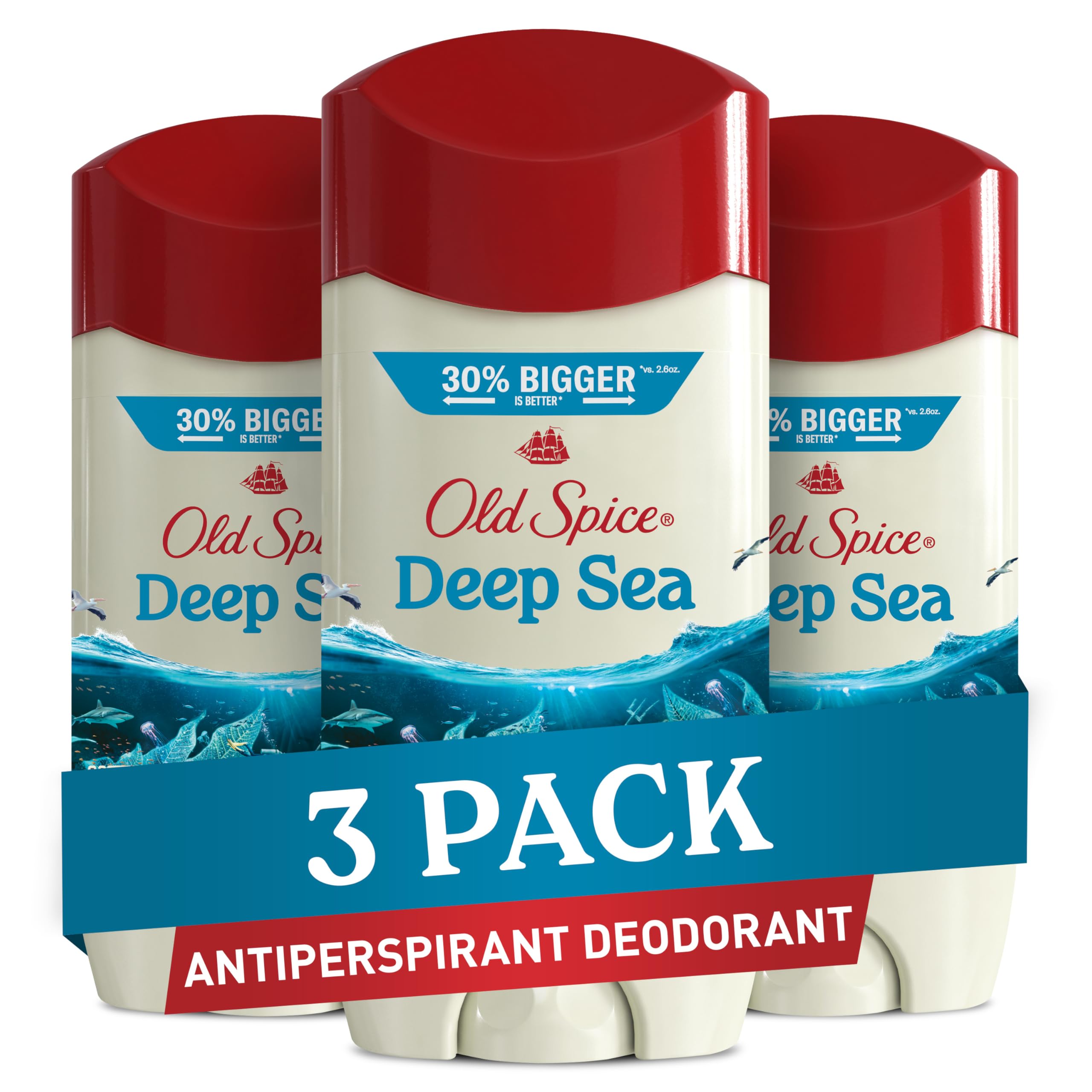 Old Spice Men's Antiperspirant & Deodorant, 24/7 Lasting Freshness, Advanced Sweat & Odor Protection with Skin Conditioners, Invisible Solid, Fiji with Palm Tree Scent, 3.4 oz (Pack of 3)