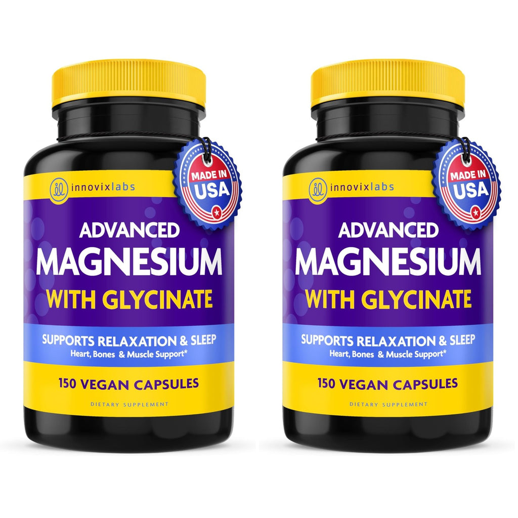 InnovixLabs Advanced 2-in-1 Magnesium Glycinate & Magnesium Malate 210mg Capsules, High Absorption Chelated Magnesium Supplement, Supports Relaxation Sleep Muscle & Bone Health, Vegan, 150-Day Supply