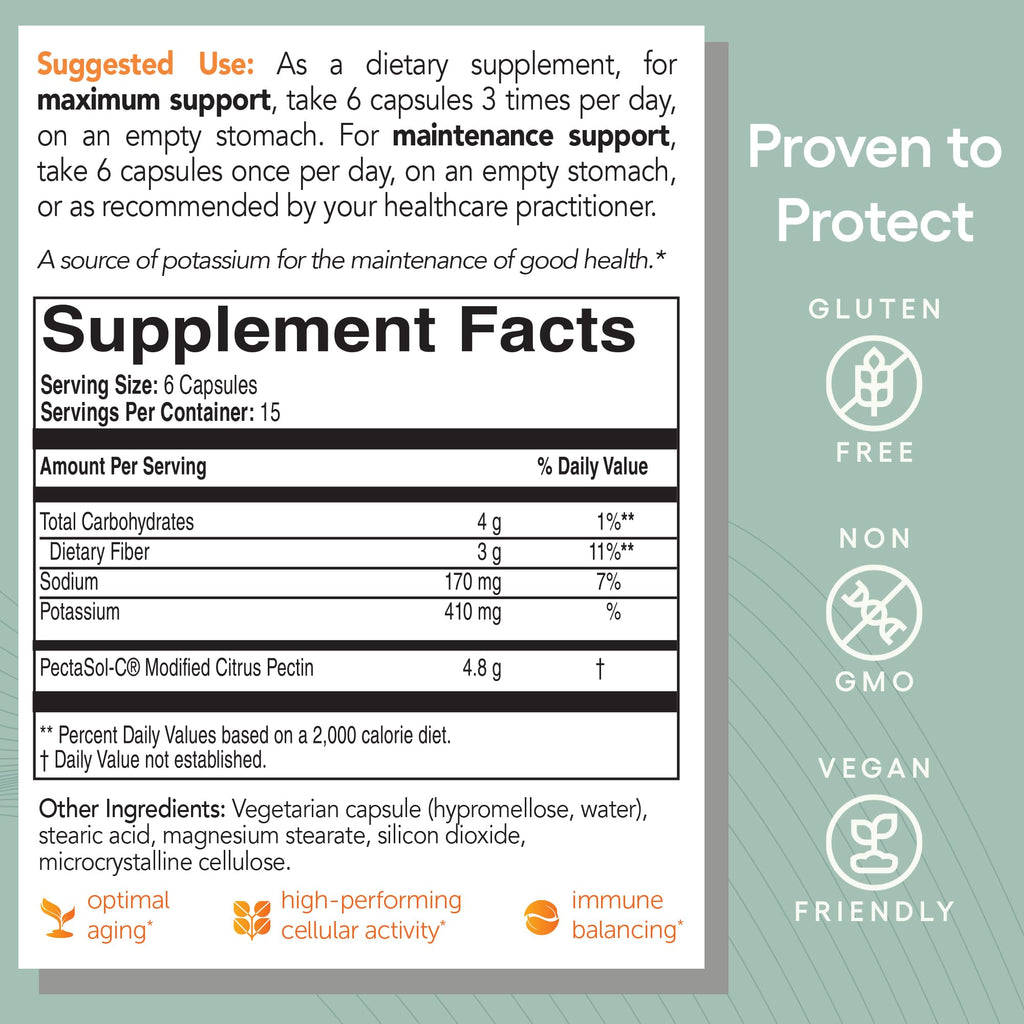 PectaSol Modified Citrus Pectin – 90 Capsules – Total-Body Health Supplement to Support the Heart, Immune System, Inflammation Response & Healthy Aging + Maintain Healthy Galectin-3 Levels
