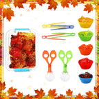 147 Pcs Fine Motor Toys Counting Sorting Fall Decorations, Sensory Bin Filler, 135 Acrylic Fall Leaves Pumpkin 4 Tweezers 2 Scissors Clips 5 Cups Storage Box for Fall, Autumn Thanksgiving Decor