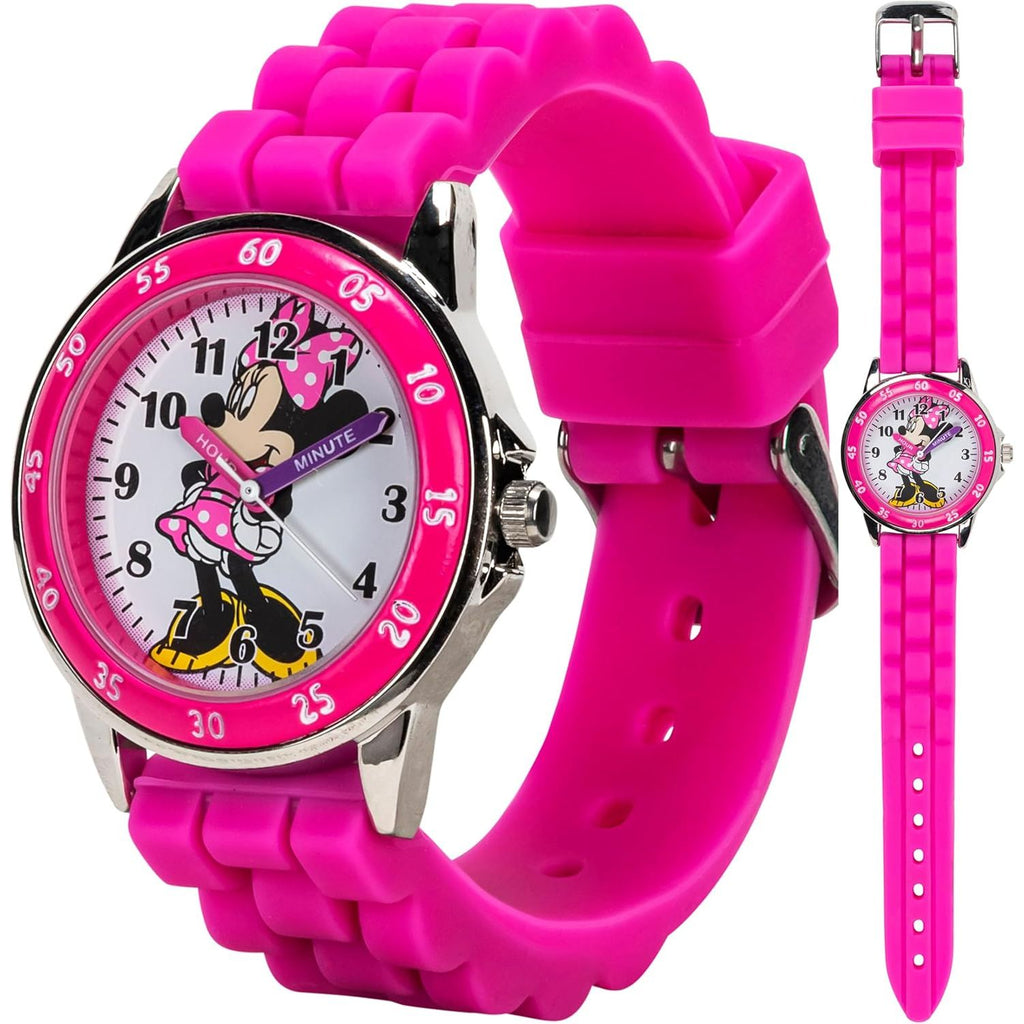 Buy now Minnie Mouse Time Teacher Watch for Girls - Analog Time Learning with Easy-to-Read Numbers and Comfortable Silicone Band Pink at indiglob india