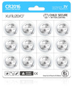 CR2016 3v Coin battery12 Pack for Child Safety, Compatible with Remotes, Key Fobs, Glucose Monitors - 7 Years Shelf Life