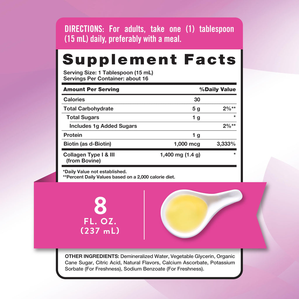 Nature's Truth Liquid Collagen Supplement with Biotin | Type 1 & 3