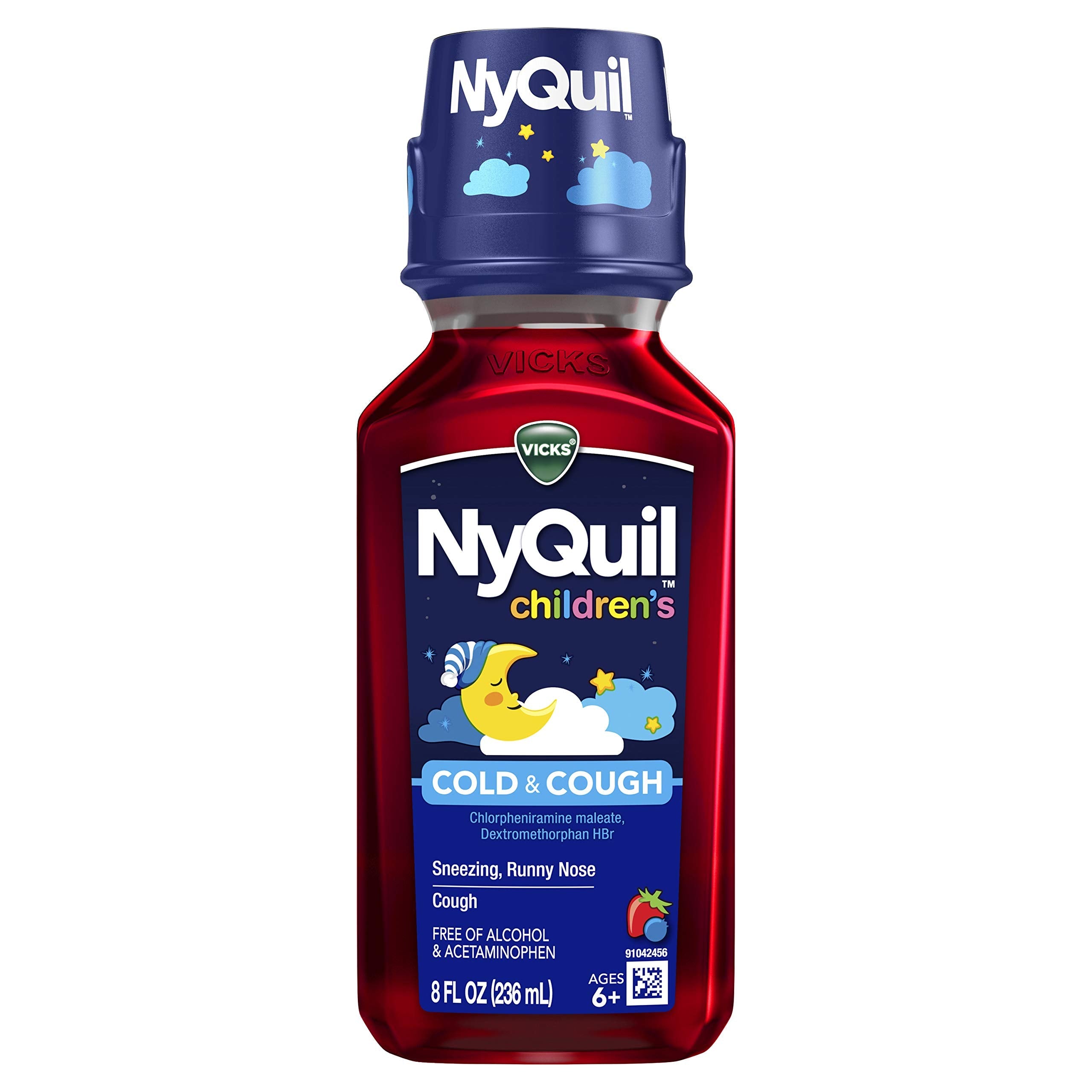 Buy now Vicks NyQuil Children's, Nighttime Cold & Cough Multi-Symptom Relief, Relieves Sneezing, Runny Nose, Cough, Berry Flavor, 8 Fl Oz at indiglob india