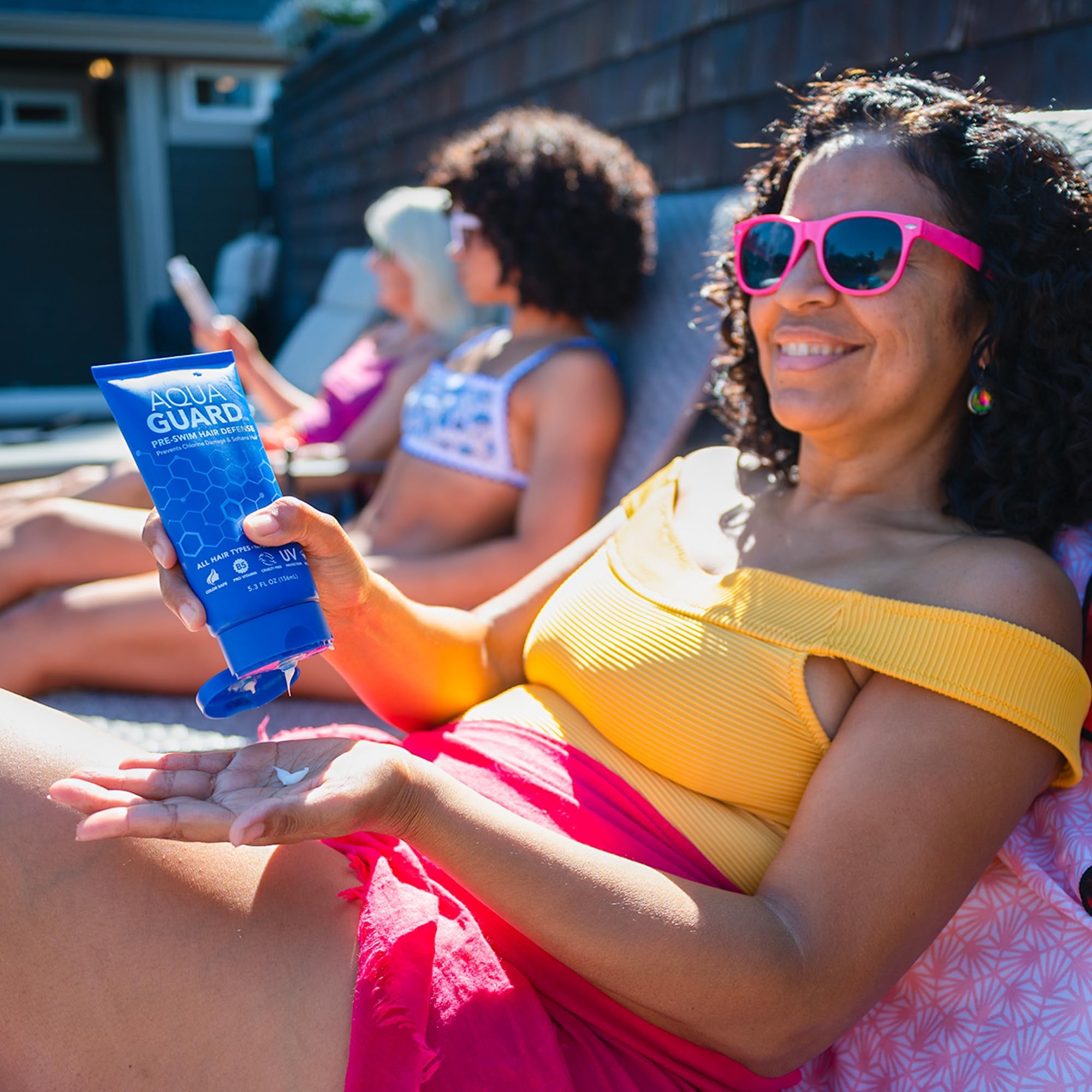 AQUA GUARD Pre-Swim Hair Defense, Prevents Chlorine Damage (2-Pack) | Softens & protects for blonder blondes, vibrant color, and manageable curls. UV protection, made in California