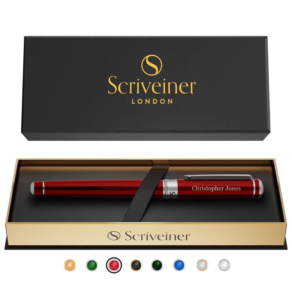 Buy now Scriveiner Black Lacquer Rollerball Pen - Stunning Luxury Pen, Real Gold Plating, Schmidt Ink Refill, Best Roller Ball Gift Set for Men & Women, Professional, Executive Office, Nice Pens at indiglob india