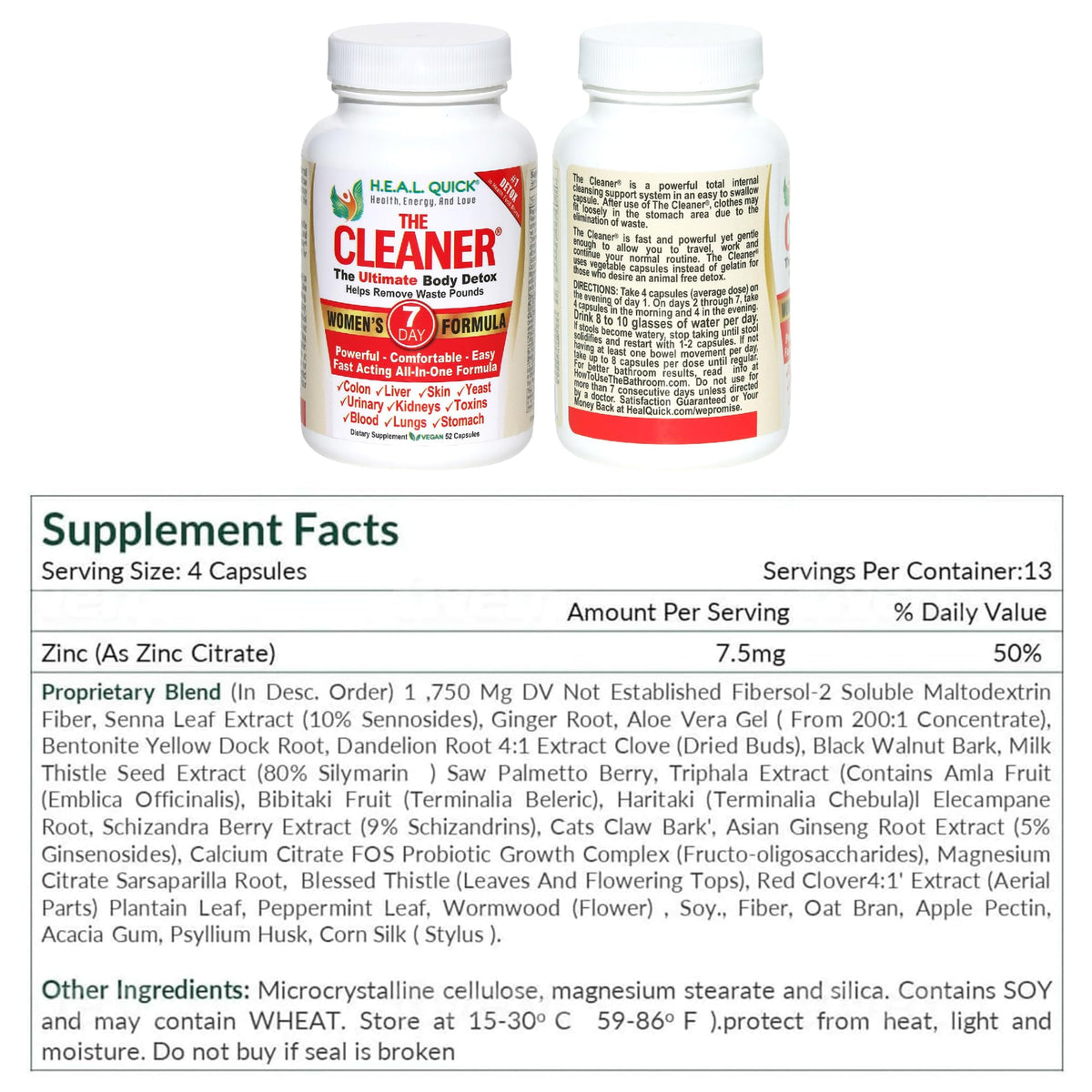 Century Systems The Cleaner Detox, Powerful 7-Day Complete Internal Cleansing Formula for Women, Support Digestive Health, 52 Vegetarian Capsules