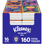Kleenex On-The-Go Facial Tissues, 16 On-The-Go Packs, 10 per Box, 3-Ply (160 Total), Packaging May Vary