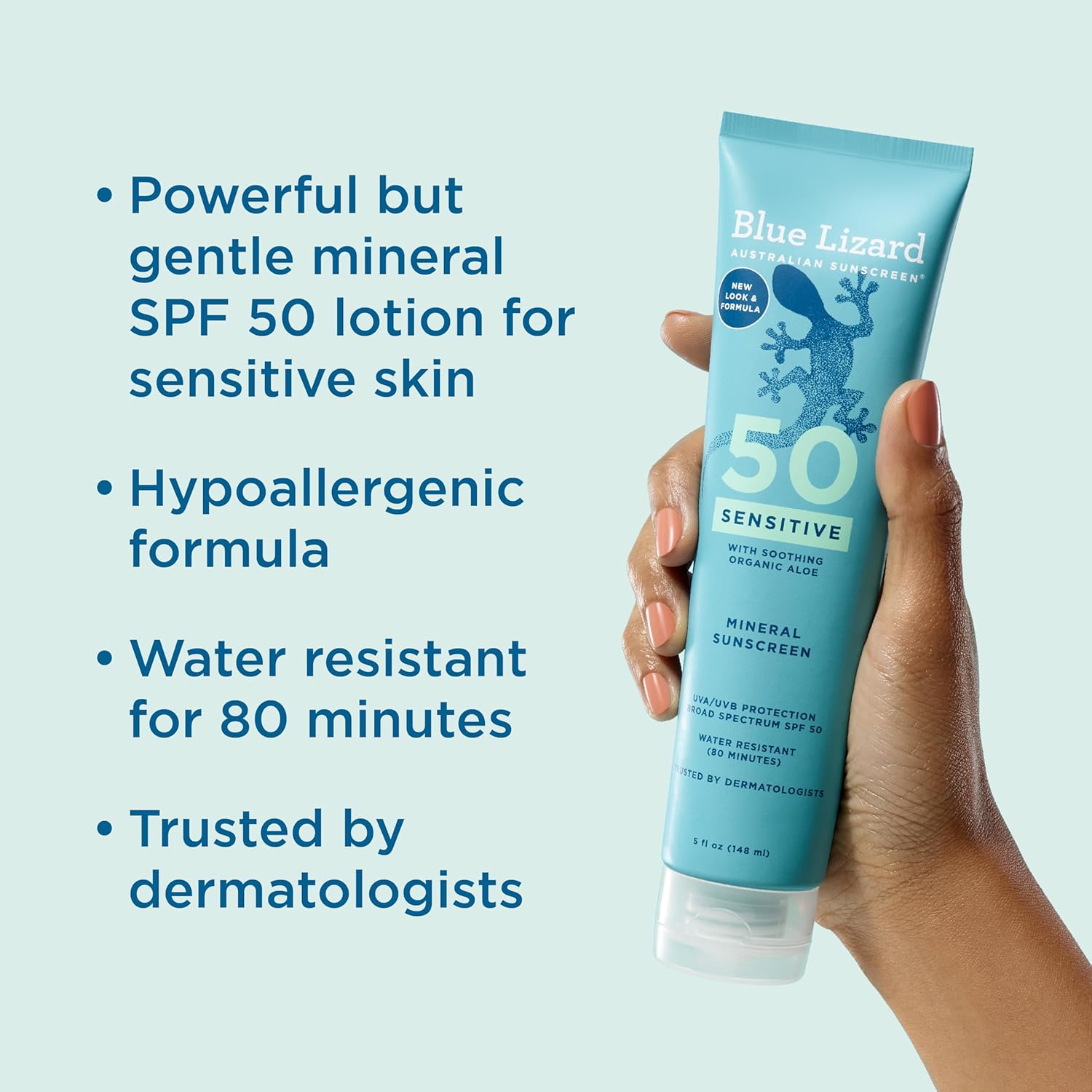 Buy now BLUE LIZARD Sensitive Mineral Sunscreen with Zinc Oxide 50+ Water Resistant UVAUVB Protection with Smart Cap Technology Fragrance Free, Sensitve, SPF 50 - - Tube, Unscented, 5 Fl Oz at indiglob india