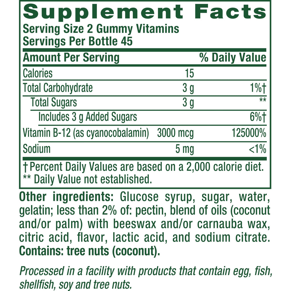 Vitafusion Vitamin B12 Gummies | 3000mcg | 90 Gummy Vitamins | Extra Strength for Women & Men | Cherry Flavor | Gluten and Dairy-Free Supplement