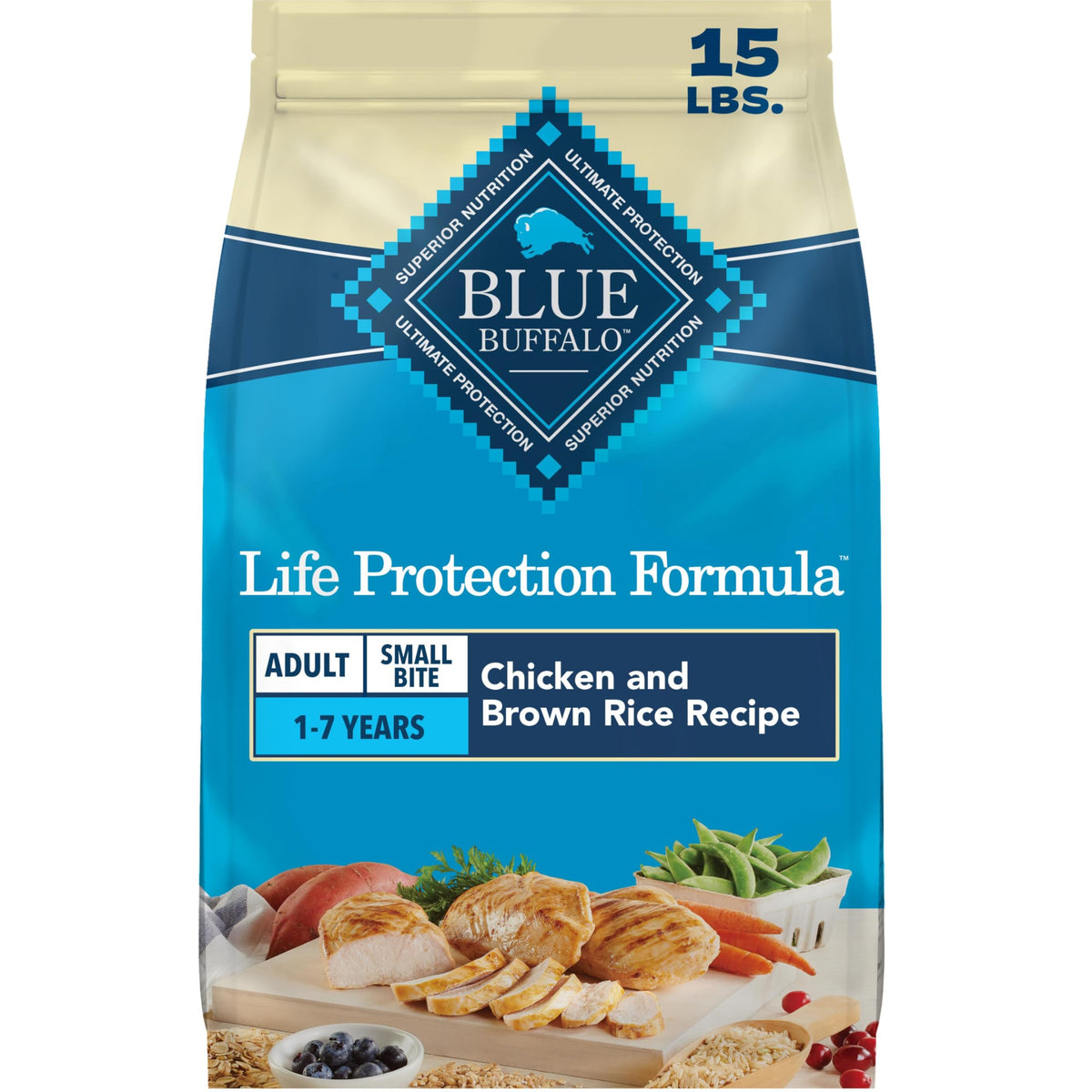 Blue Buffalo Life Protection Formula Small Bite Chicken Dry Dog Food, 15 lb