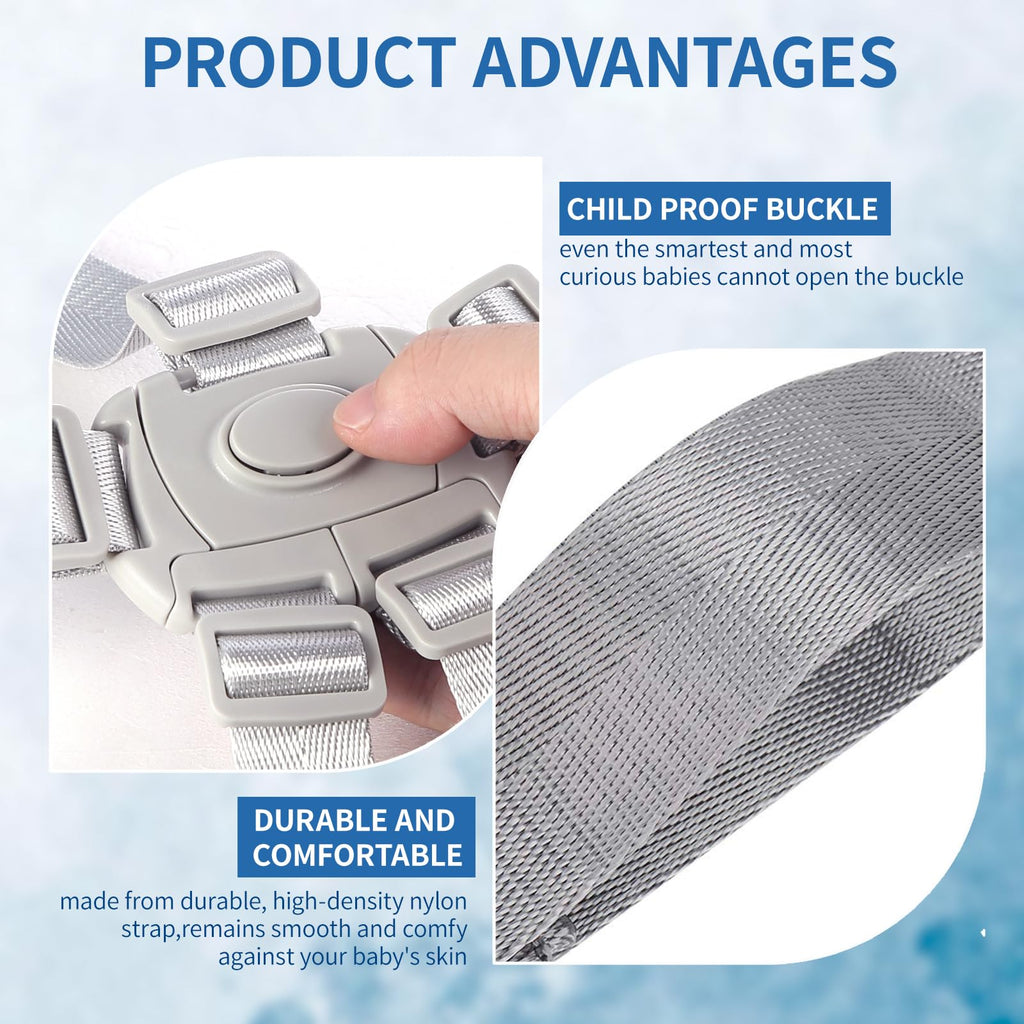 High Chair Straps Replacement Compatible with Ingenuity Graco High Chair, 5 Point Harness HighChair Straps Fit for Ingenuity, Adjustable Safety Belt High Chair Accessories for Most High Chairs