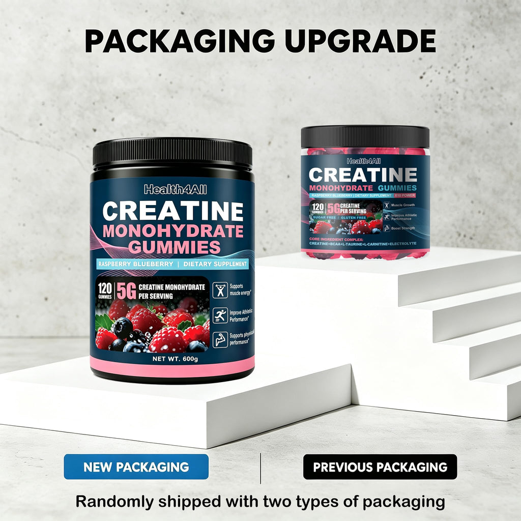 Health4All Creatine Monohydrate Gummies 5g for Men & Women, Creatine Gummy for Strength Energy & Muscle Growth Support Pre-Workout Supplement - Raspberry & Blueberry 120 Gummy