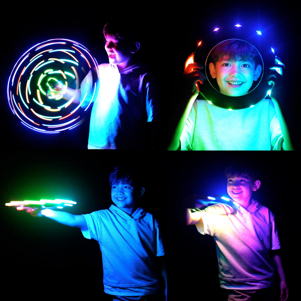 TOSY Flying Ring - 36 RGB Multicolor LEDs, Super Bright, Lost Mode, Auto Light Up, Camping Essentials for Kid/Teen/Boy/Girl, Safe & Soft, Waterproof, Pool/Beach Games, Lightweight Toy