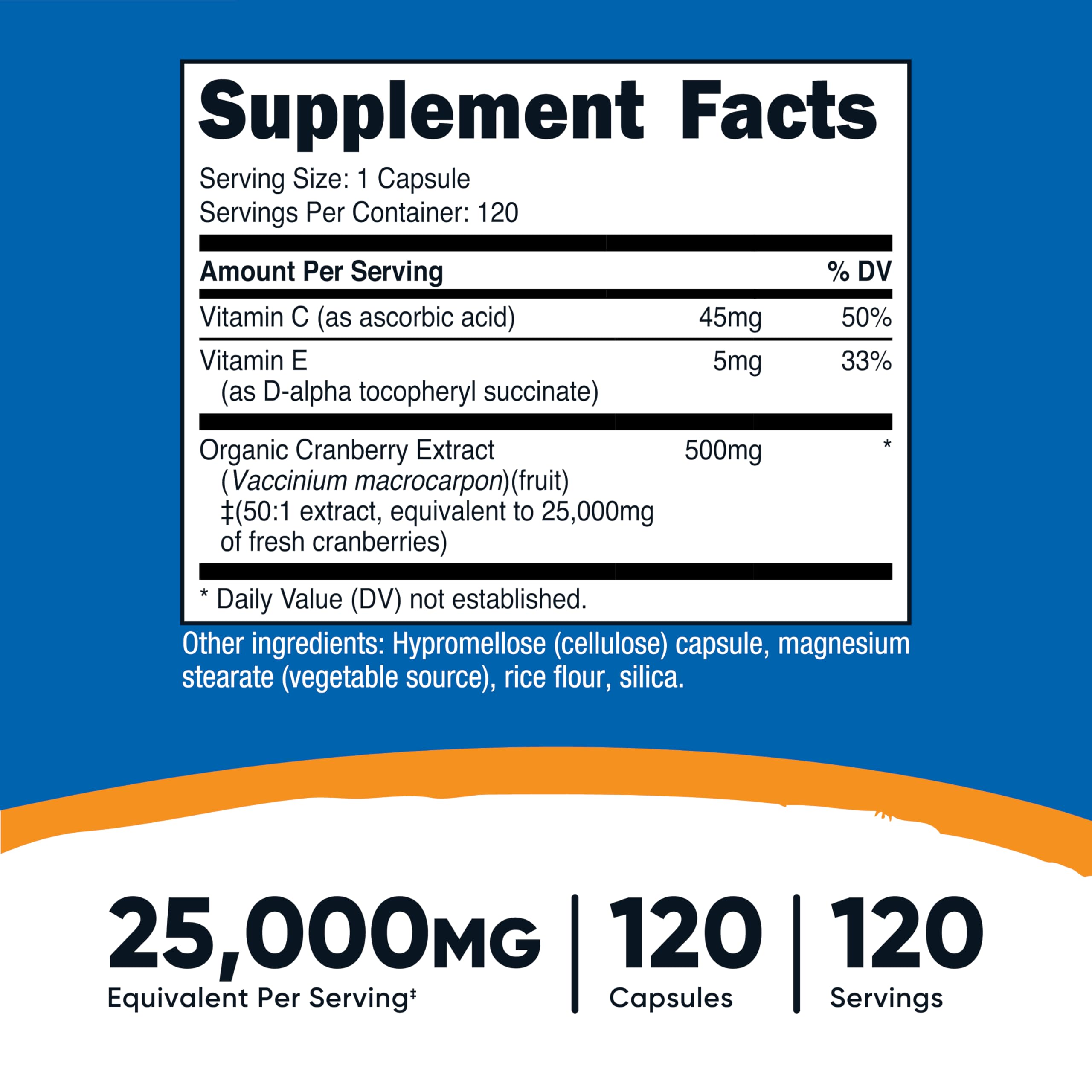 Nutricost Cranberry Extract 120 Capsules, 120 Servings Per Bottle, Vegan | With Vitamin C and Vitamin E, Gluten-Free