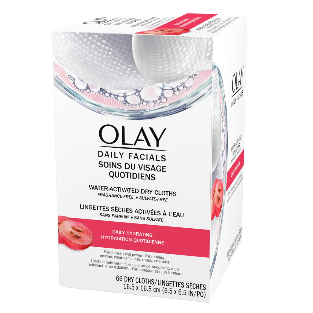 Buy now Olay Makeup Remover Wipes, Daily Facials Hydrating Face Cleanser for Normal to Dry Skin, Alcohol & Fragrance Free, Soft Face Wash Towels, Travel Essentials for Women, Convenient Dry Cloths, 66 ct at indiglob india