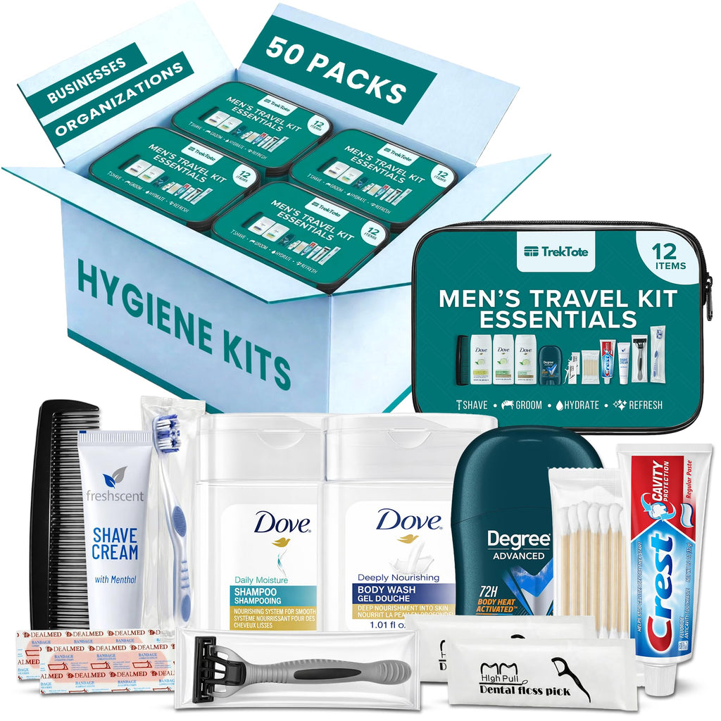 5 Pack Men’s Bulk Hygiene Kits – 12-Piece Premium Brand-Name Toiletries