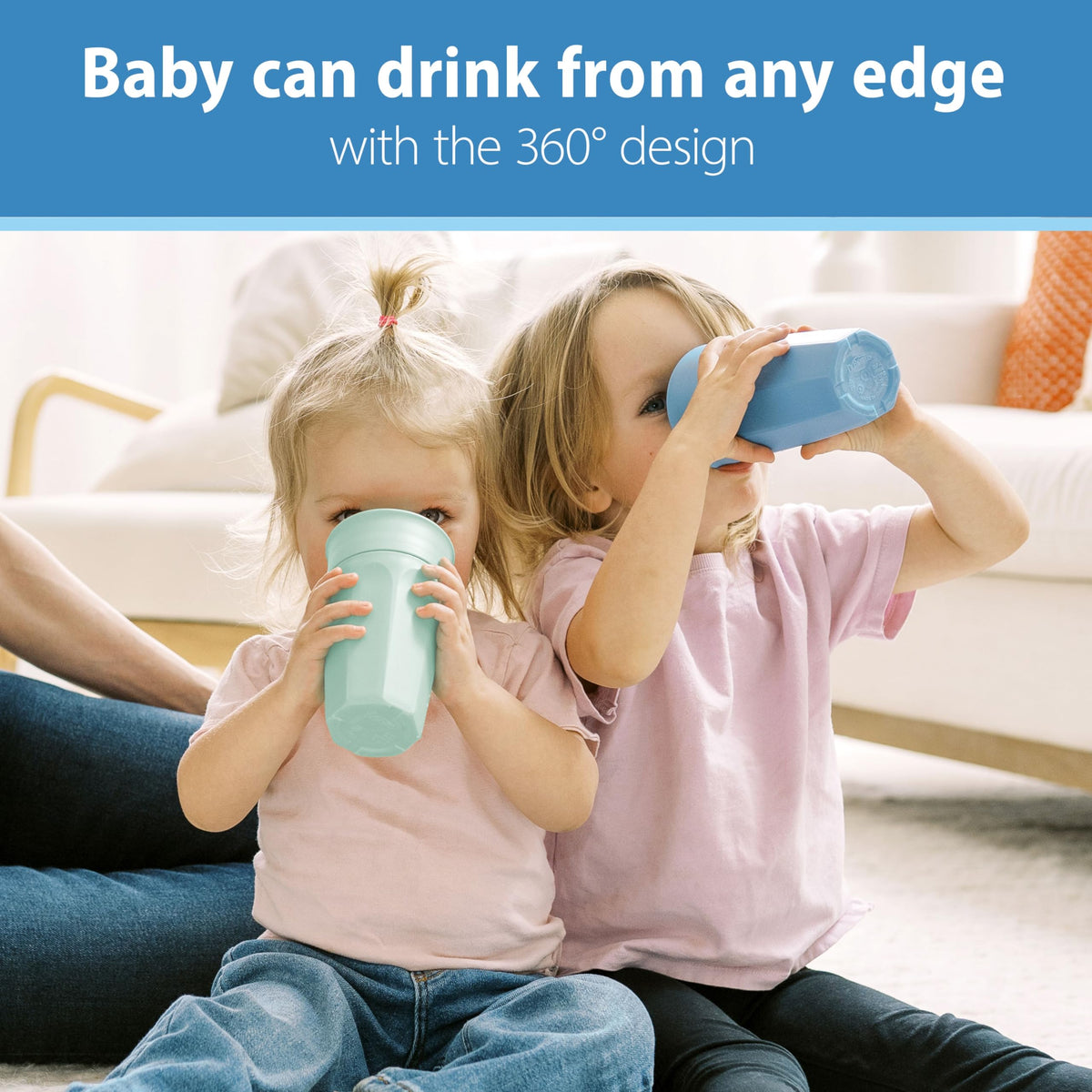 Dr. Brown's Milestones Cheers360 Spoutless Cup, Aqua & Blue, 2-Pack