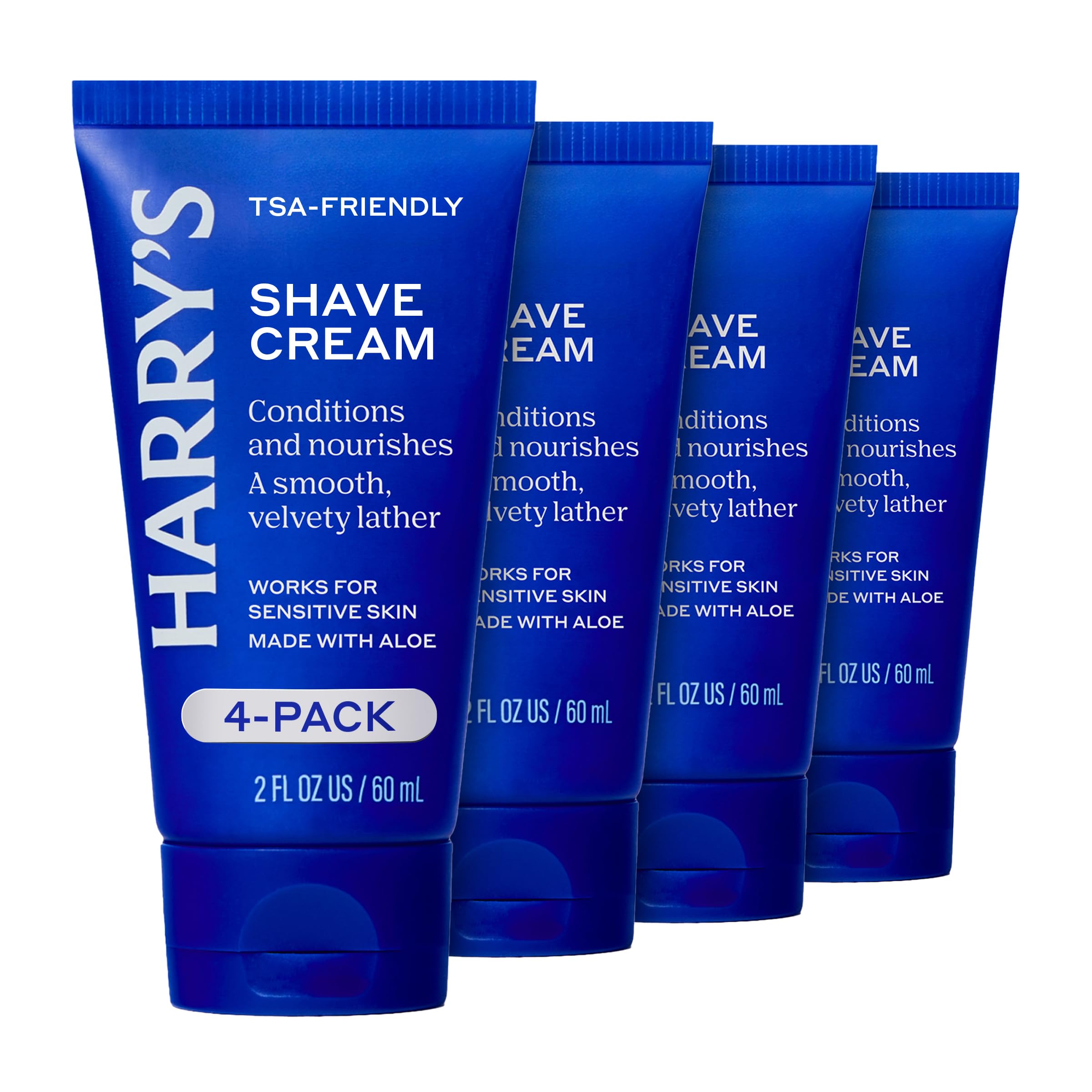 Harry's Shaving Cream for Men with Aloe and Eucalyptus - 2 oz (4 Pack) | Conditions Skin and Softens Facial Hair - TSA Approved Travel Essentials - Safe for Sensitive Skin