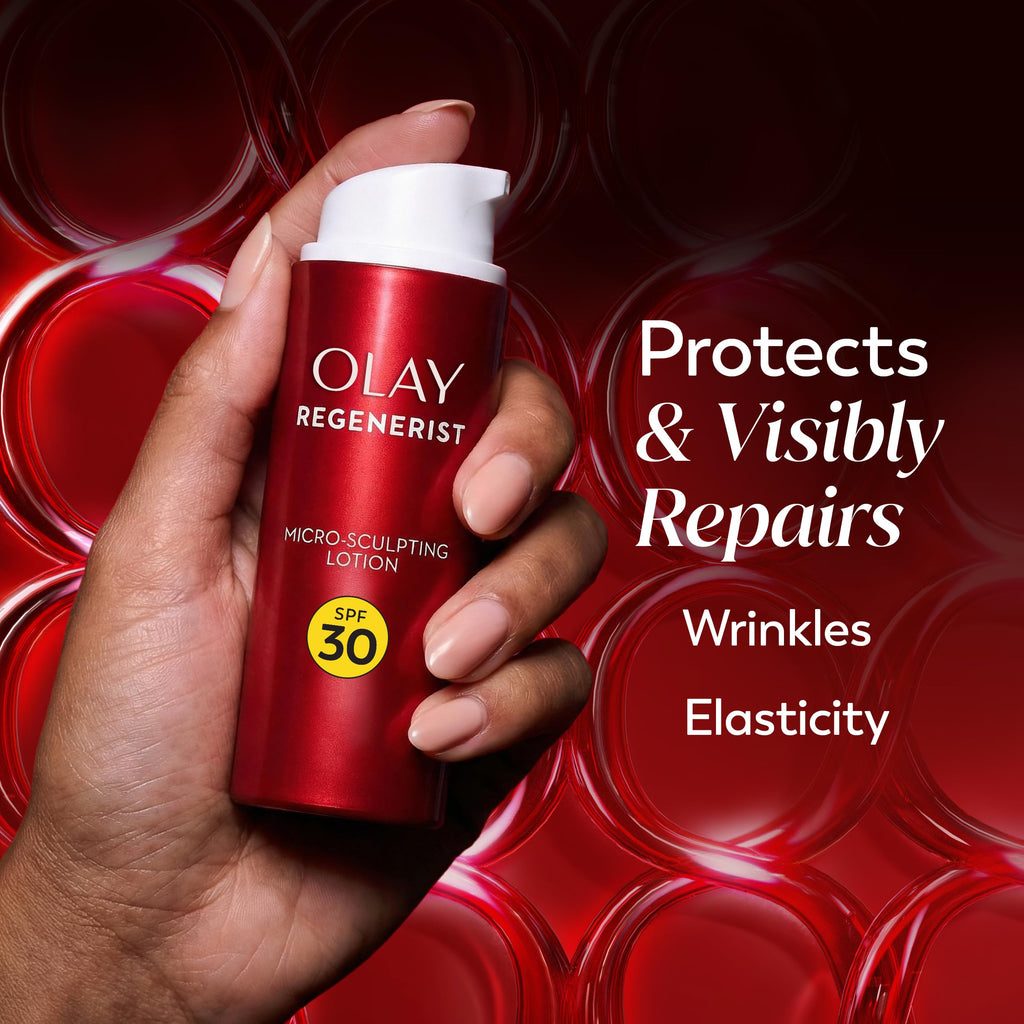 Olay Regenerist Advanced Anti-Aging Face Moisturizer Lotion for All Skin Types, Micro-Sculpting Lotion with Broad Spectrum SPF 30, Reduces Wrinkles, Firms and Plumps Skin, Dermatologist Tested, 1.7 oz