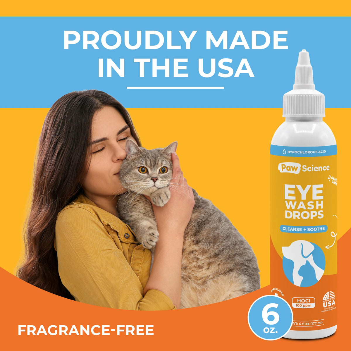 Dog Eye Drops & Wash for Dogs & Cats – Gentle Antimicrobial Eye Cleaner