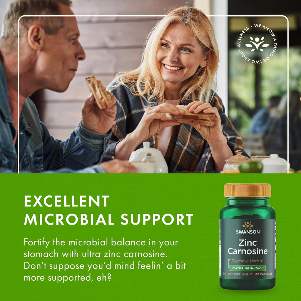 Buy now Swanson Ultra Zinc Carnosine (PepZinGI) - 60 Capsules - Natural Supplement for Gastric Health, Digestive Support, and Stomach Microbial Balance at indiglob india
