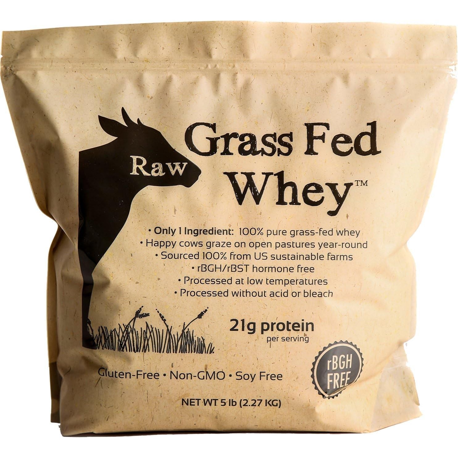 Buy now Raw Grass Fed Whey Protein Powder â€“ Unflavored, Only 1 Ingredient: 100% Pure Grass-Fed Whey from Happy, Healthy Cows â€“ Undenatured, Non-GMO, Hormone-Free, Gluten-Free, Made in USA, 12 OZ 5 Pound (Pack of 1) at indiglob india